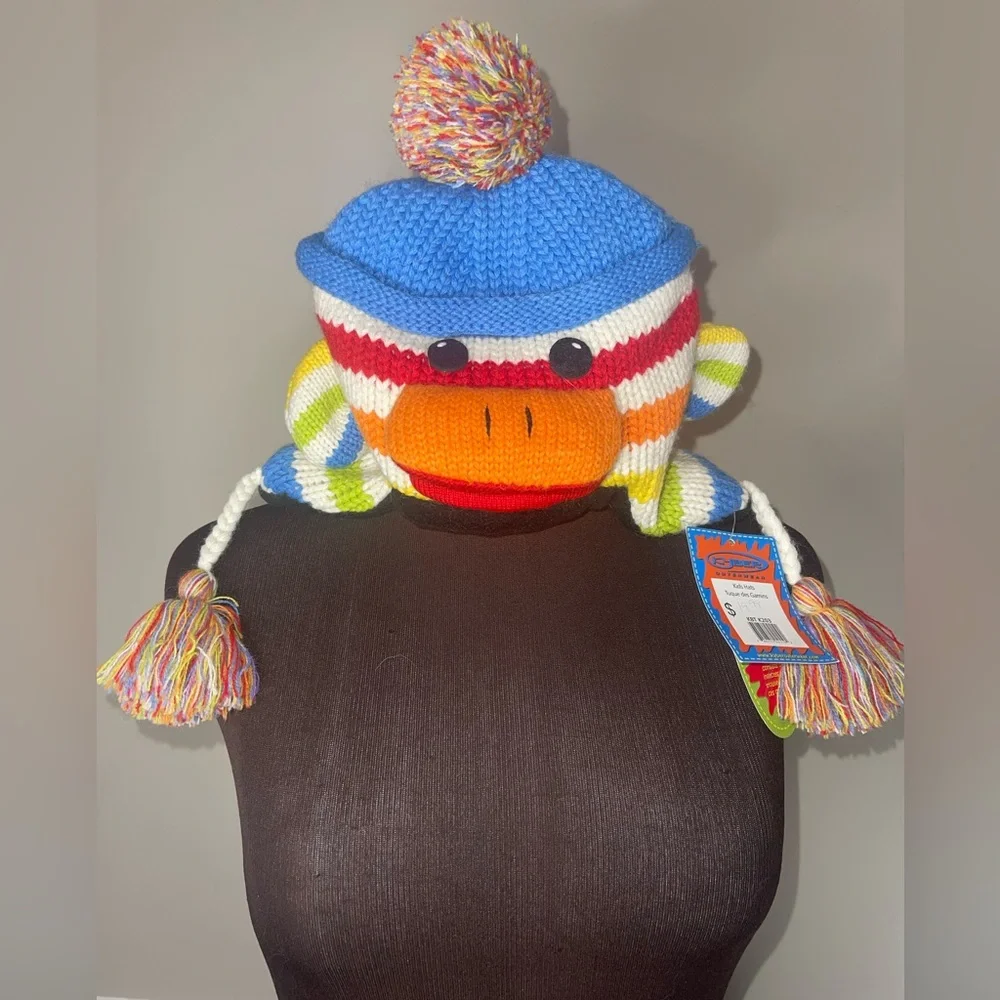 Kyber Outwear RAINBOW SOCK MONKEY-knit LINED  Kids‎ Hat New